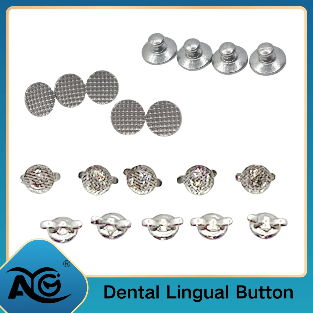 10pcs/Pack Dental Orthodontic Lingual Button Bottom Bondable Metal Tongue Side Buckle Crimpable Hook Dental Arch Wires NITI/SS