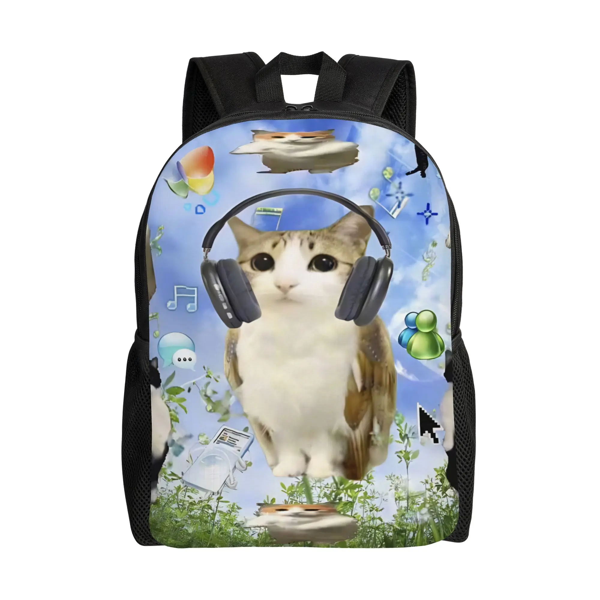 

Meowl Meme Classical Backpack Sports High School Cat Owl Brainrot 90s Daypack for Men Women Laptop Computer Shoulder Bag