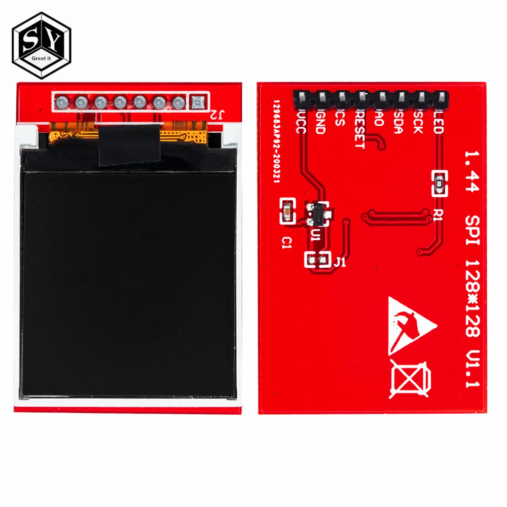 1PCS 3.3V 1.44 นิ้วโมดูลจอแสดงผล TFT LCD 128*128 หน้าจอสี SPI สําหรับ Arduino mega2560 STM32 SCM 51