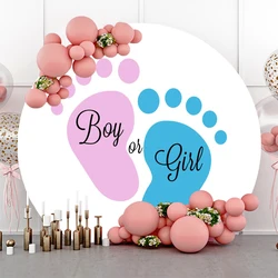 Gender Reveal Round Backdrop Cover for Photography Boy Or Girl Baby Shower Photographic Photo Background He Or She Party Decor