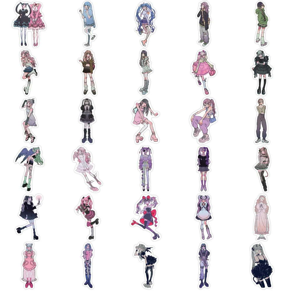 Domi Girl Graffiti autocollants, guitare décorative, cahier, bagages, papeterie, bricolage, étanche, moderne, 63 pièces