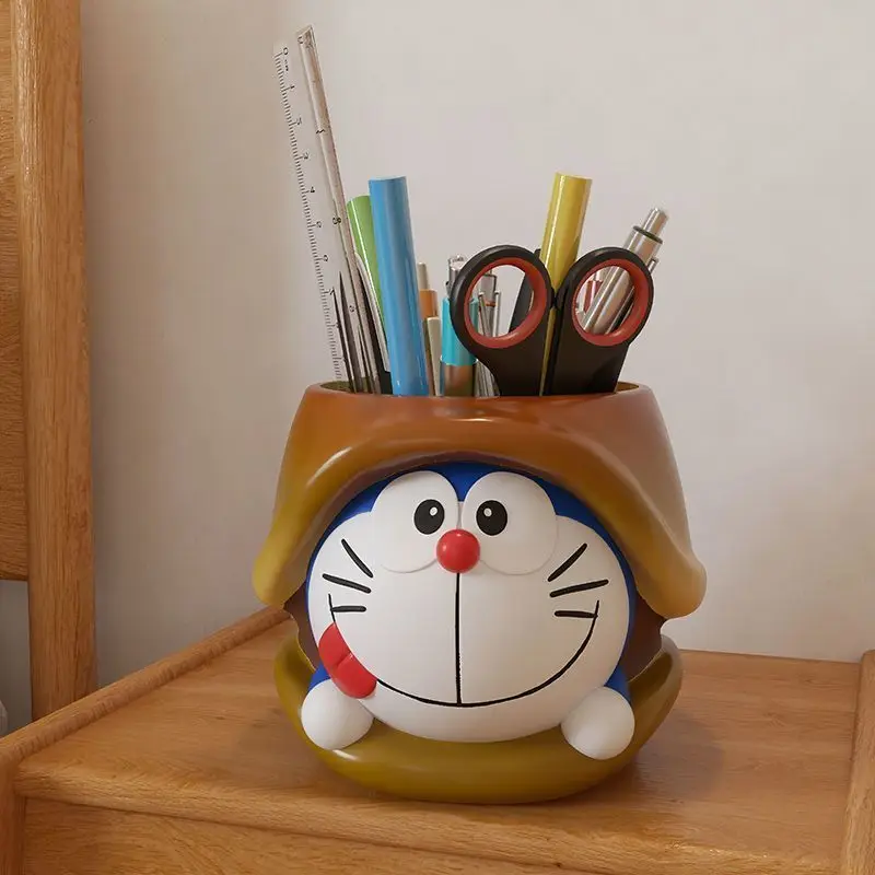 13Cm Doraemon Creative Cute Pen Holder Makeup Brush Storage Large Capacity Office Ornament Desktop Decorate Friend Birthday Gift