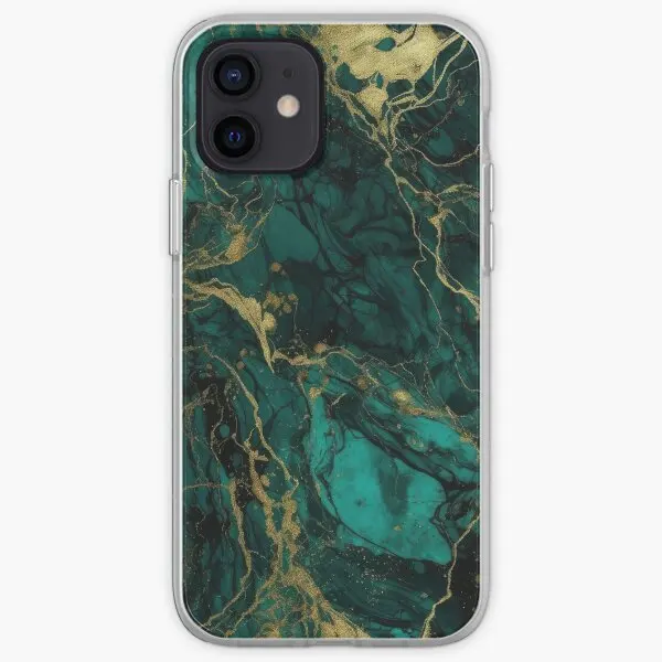 Emerald And Gold Marble Iphone Tough Cas  Phone Case Customizable for iPhone X XS XR Max 6 6S 7 8 Plus 11 12 13 14 Pro Max Mini