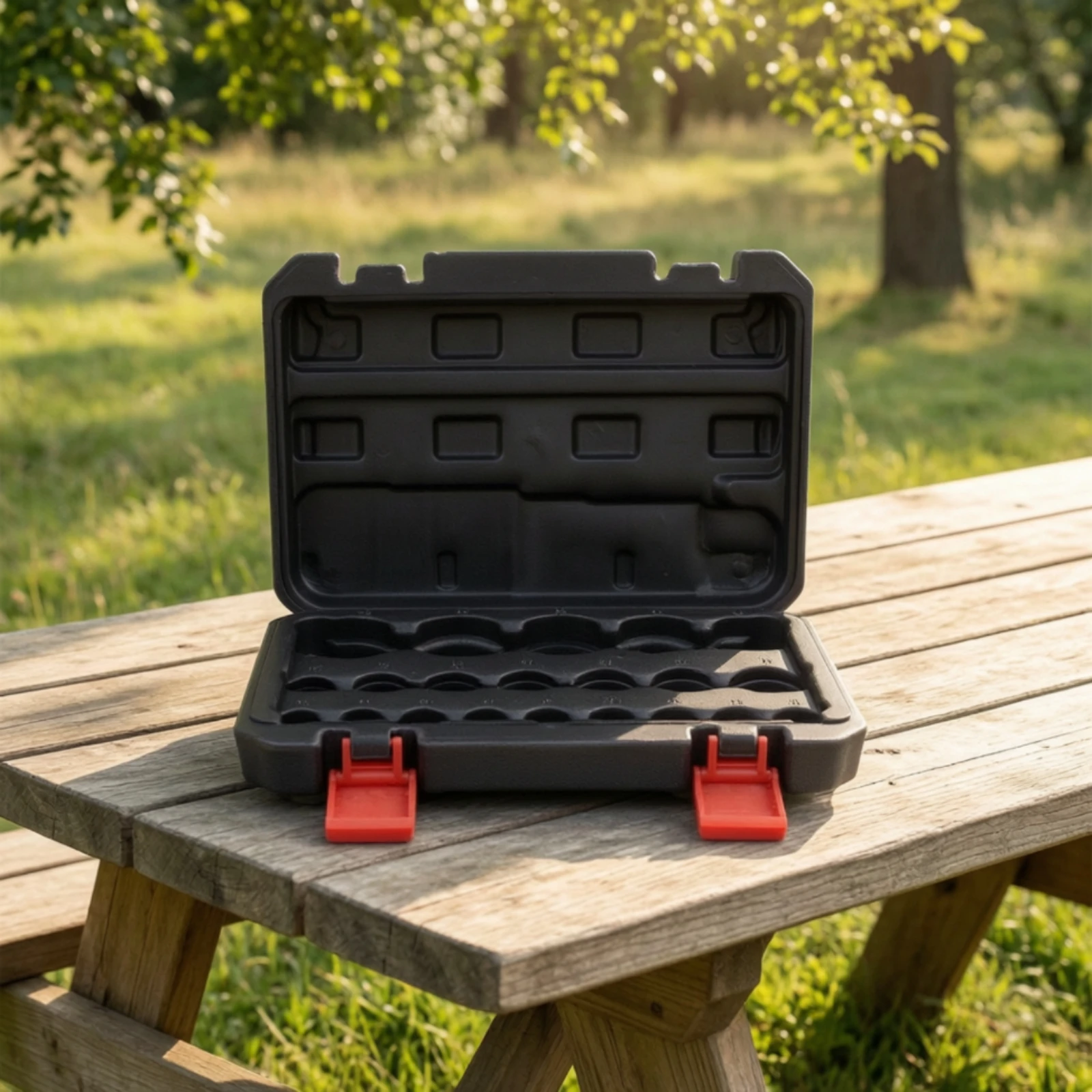 Socket Organizer Molded Socket Storage Box Tool Box with Latches Secure Organizer with Latches Heavy-Duty for Mechanics, Garage