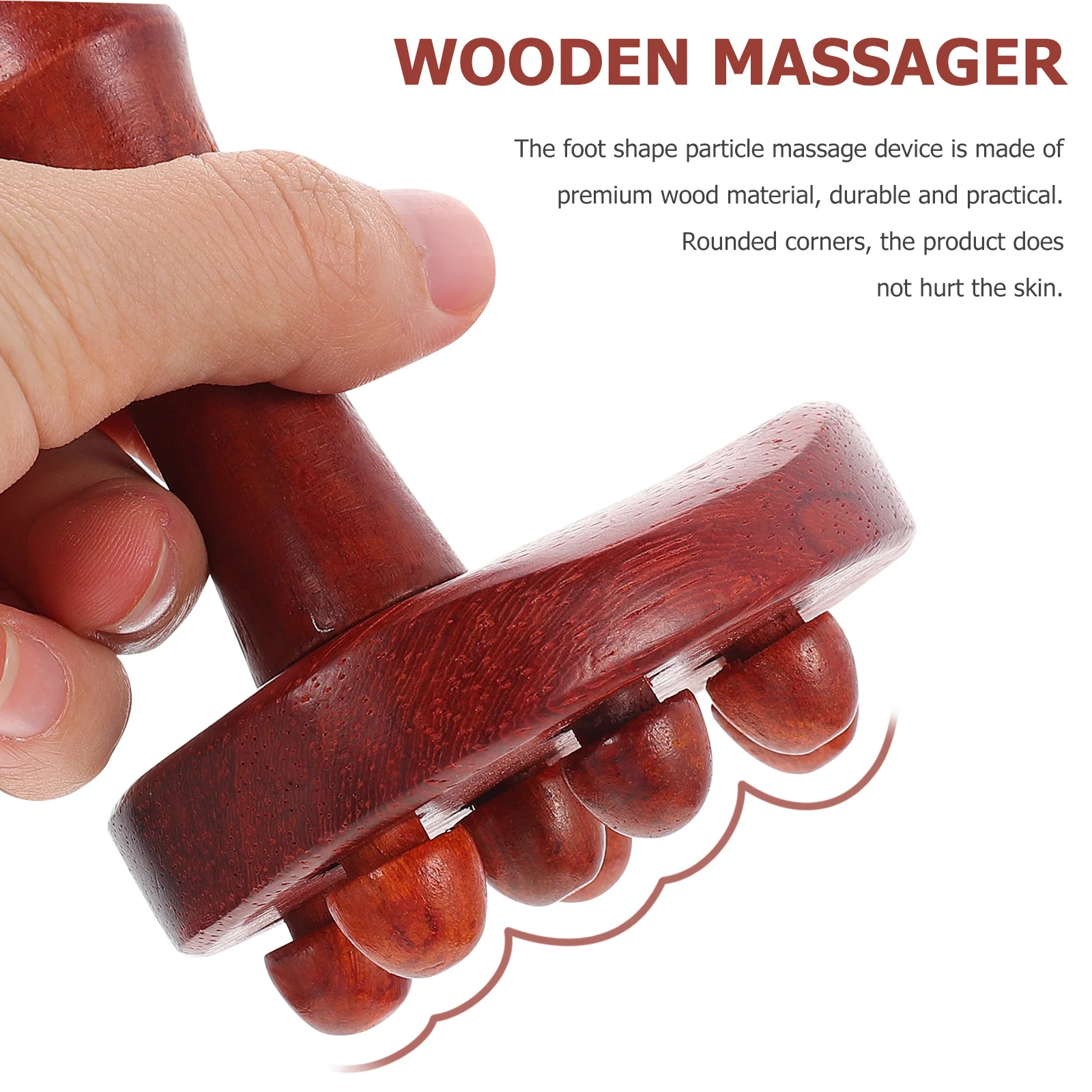 

1pc Multi-Functional Massage Device Light Brown Foot Shape Ergonomic Handheld Massager For Neck Leg Back Muscle Roller Stick