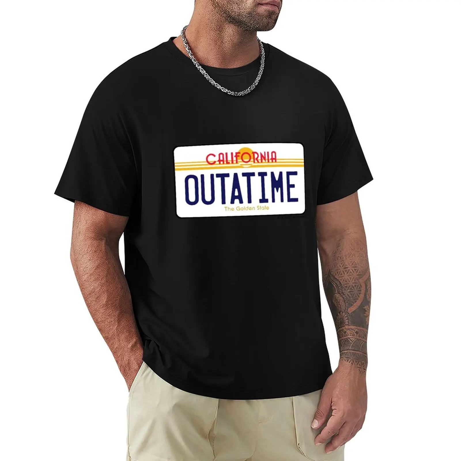 

Back to the Future OUTATIME License Plate T-Shirt tees Clothing quick drying blanks oversized t shirt men