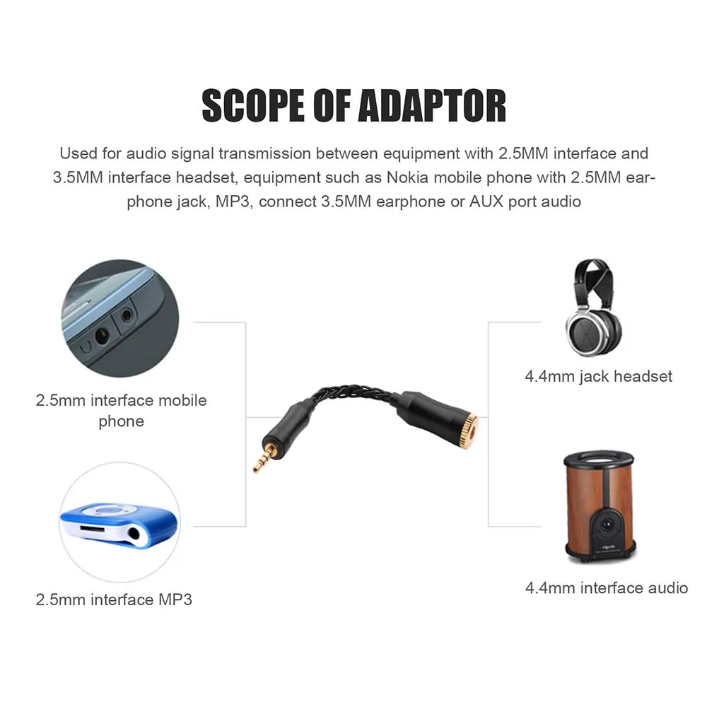 2.5mm Balanced Male To 4.4mm Stereo Female Adapter Cable For NW‑ZX507 DMP‑Z1 NW‑ZX300A NW‑WM1Z Headphone Cable Adapter