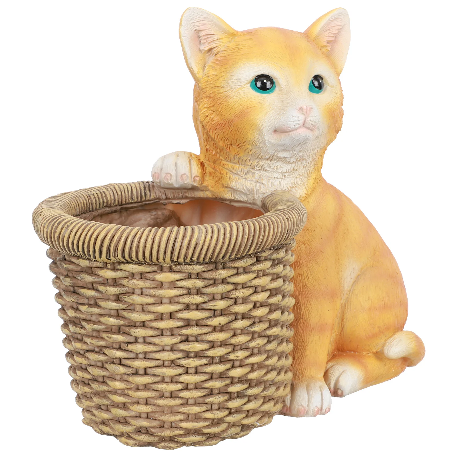 

1pc Cute Cartoon Cat Flower Pot Resin Succulent Planter For Home Office Decor Desktop Planting Container Waterproof Corrosion