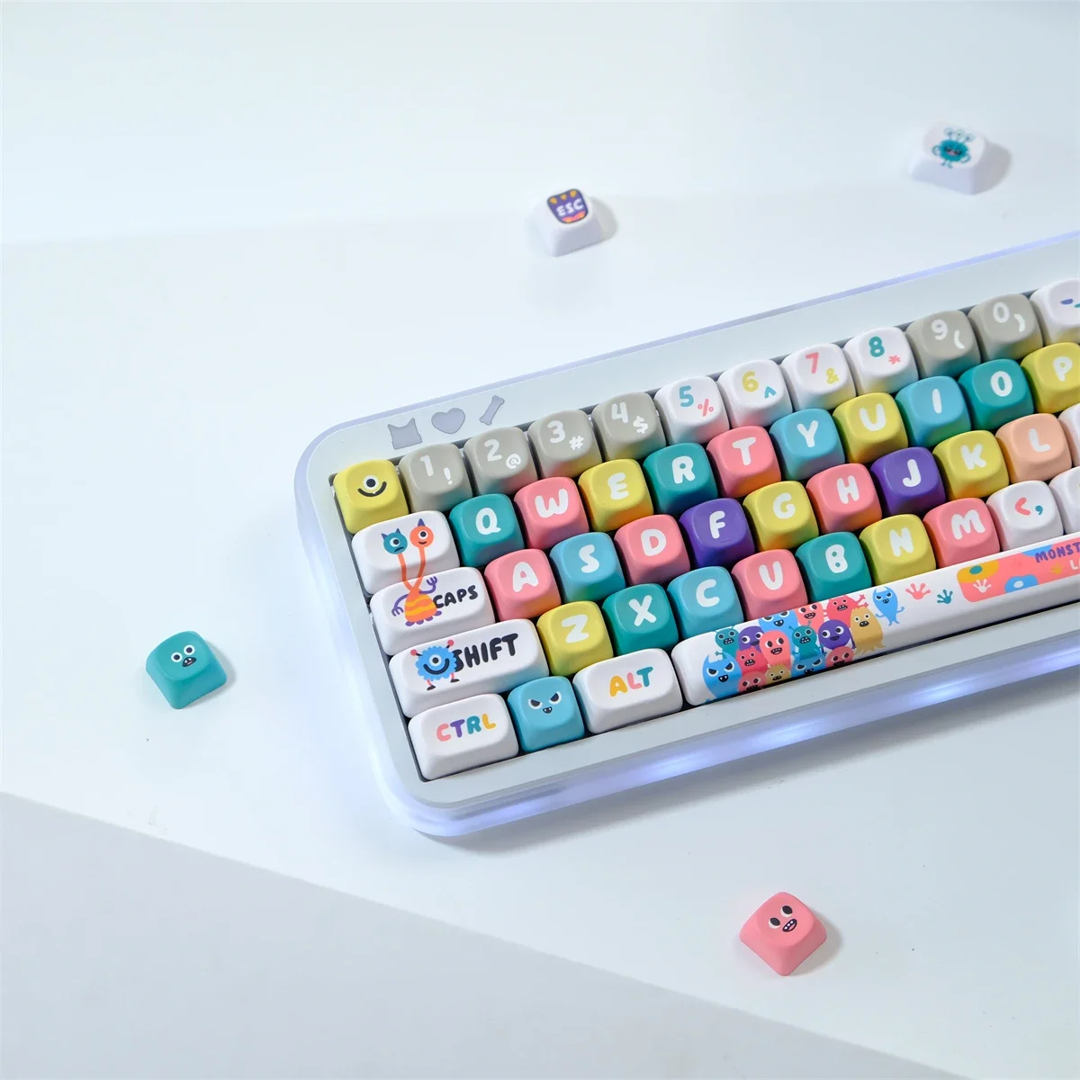 126 Keys Little Monster MOA Profile Dye Sublimation Keycap Set Fits MX Switch 61/64/68/75/86/98/104  Mechanical Keyboard