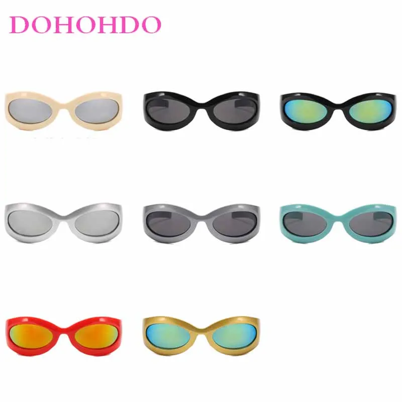 Y2K Punk Fashion Designer Oversized Oval Sunglasses Woman Cycling Driving Outdoor Sports Shades Windproof Goggles Man UV400 Оч