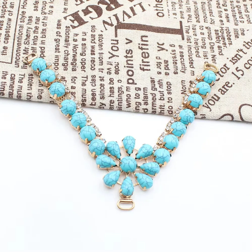 New Fashion 1 Piece 115mm Gold Multi-Color Cracked Sandals Decoration Shoe Chain DIY Handmade Sewing Clothing Bikini Decoration