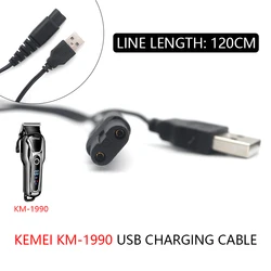 Aplicar à máquina de cortar cabelo profissional KEMEI KM-1990 Carregador USB original Cabo de carregamento Cabo de alimentação Acessórios de barbeiro