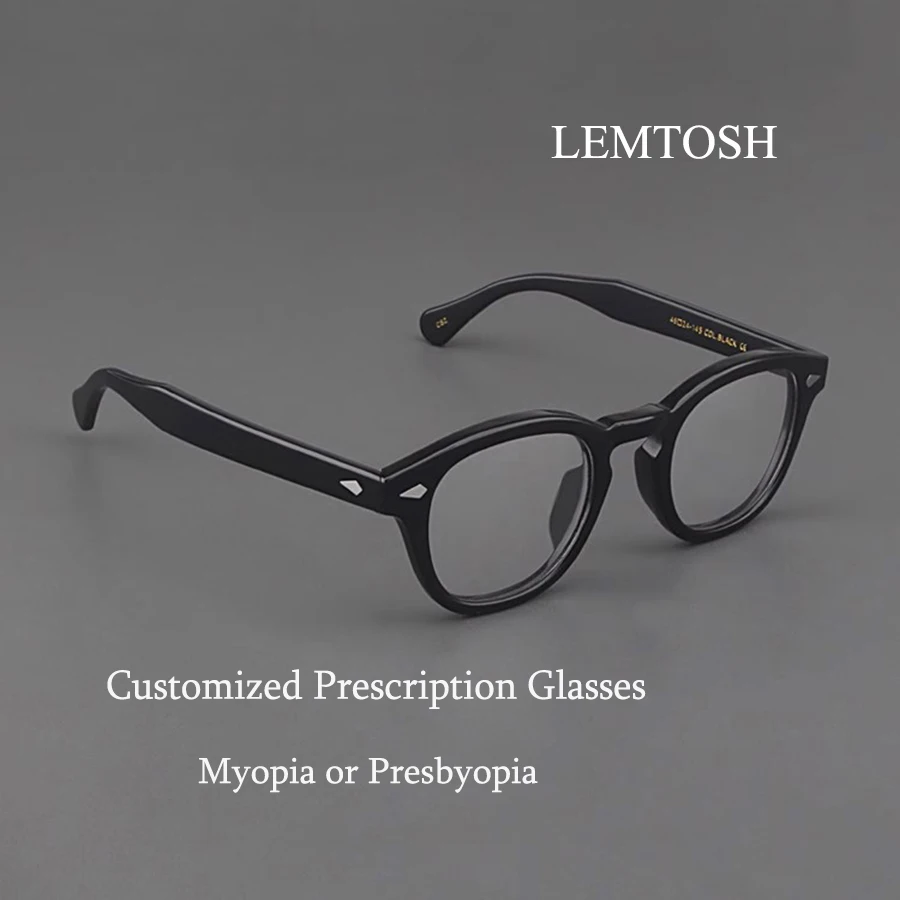 Customize Prescription Glasses Men Frame Johnny Depp Lemtosh Photochromic Anti-Blue Light Myopia Hyperopia Round Eyeglasses