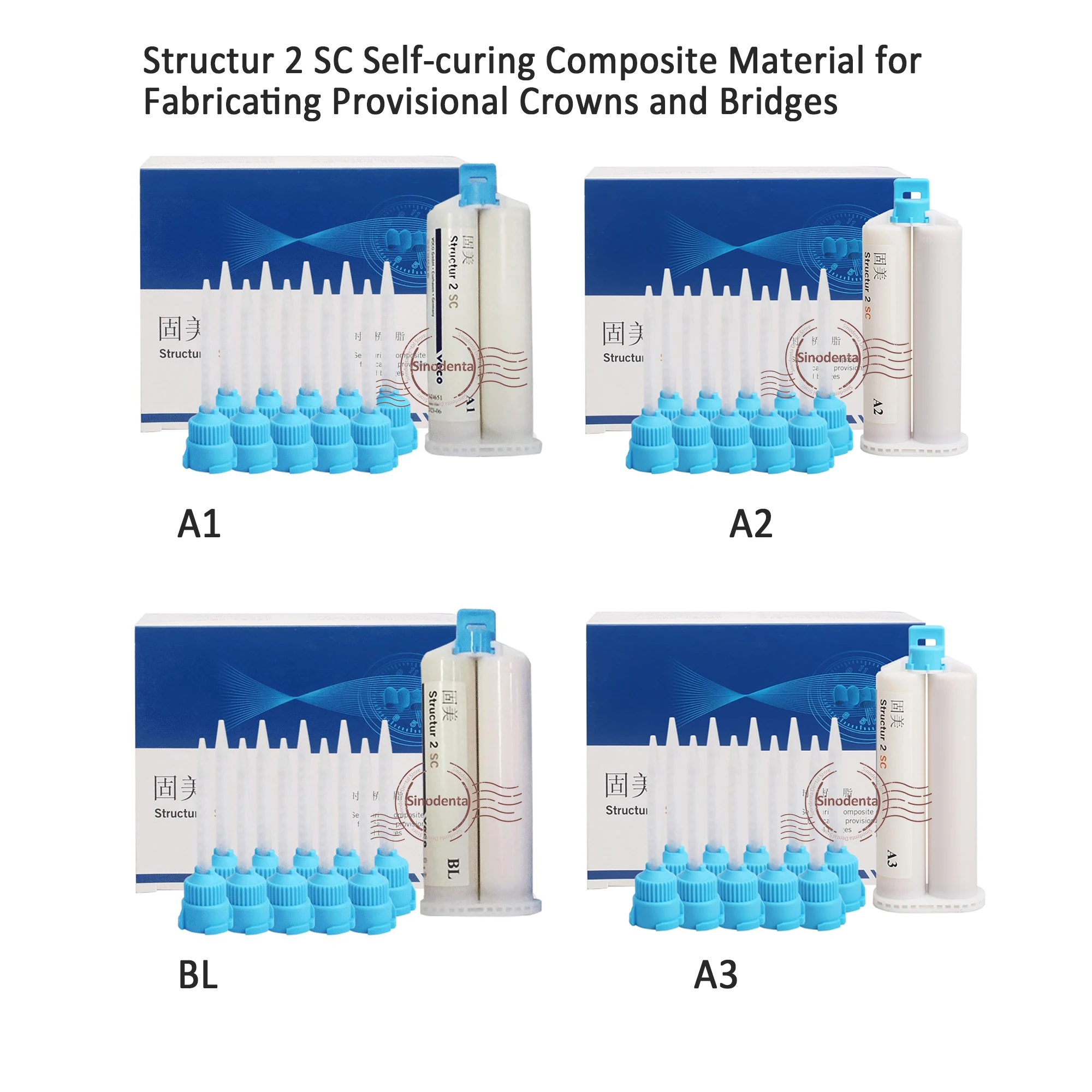 

1 Box Dental Structur 2 SC Self-curing Composite Material Cartridge 75g for Fabricating Provisional Crowns and Bridges