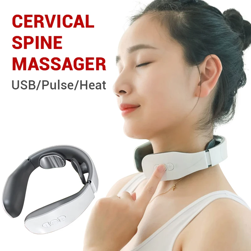 Masajeador eléctrico de pulso para cuello y hombros, máquina para aliviar el dolor, calor ajustable, vértebra Cervical, relajación, 4 modos, 15