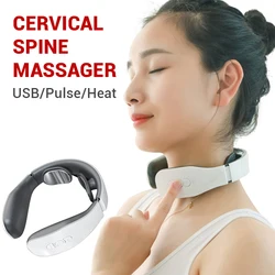 Pescoço e ombro elétrico pulso massageador 4 modo 15 levelsadjustable calor vértebra cervical relaxar Pain Relief amassar máquina