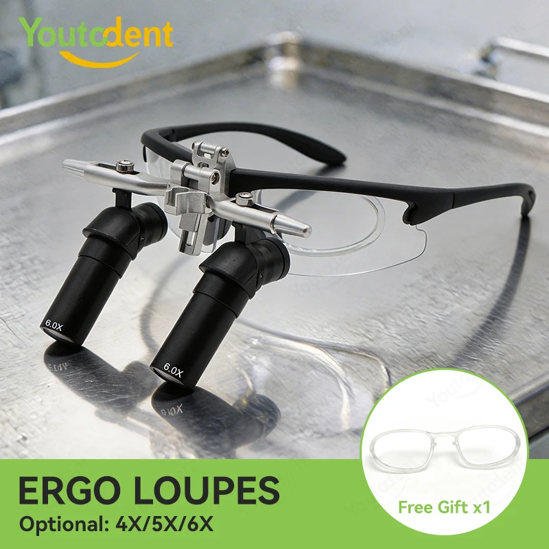 Ergo Optical Dental Loupes 48° Dental Magnifying Loupes 4X 5X 6X Flip up Surgical Loupe Glasses Ergonomic Precision Magnifier