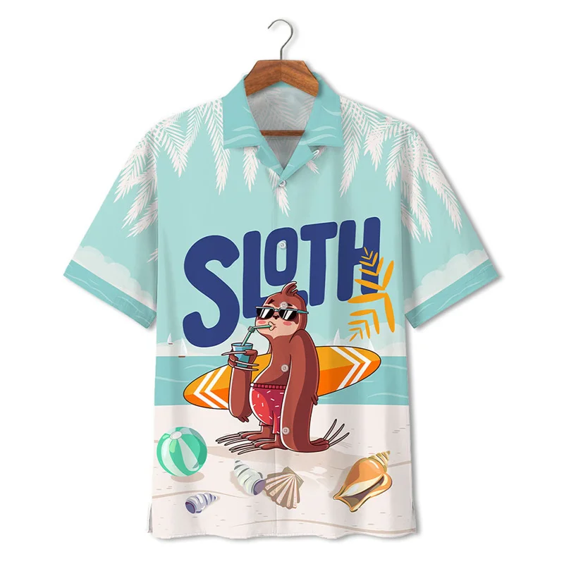 

Australia Sloth Hawaiian Shirt For Men Fashion 3d Printed Tropic Animals Shirts Summer Street Short Sleeves Button Lapel Blouse