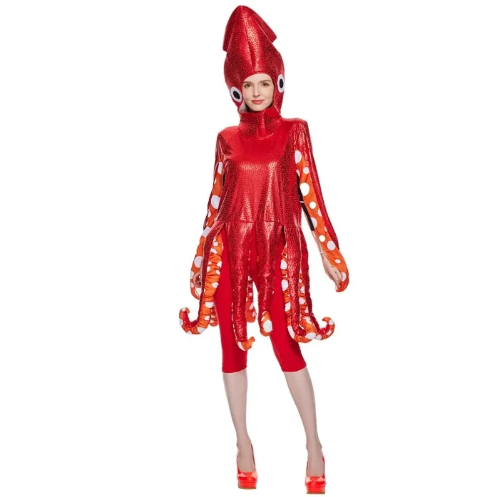 Squid Cosplay Costume for Adults Ocean Creature Bodysuit Marine Life Party Cos Funny Halloween Carnival Party Full Body Outfits