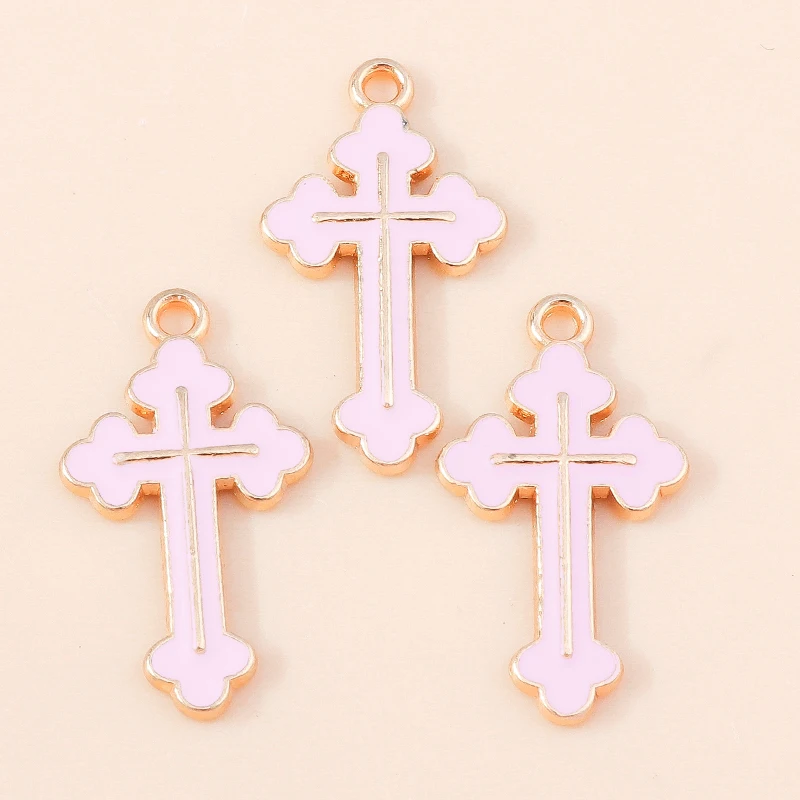 Leslie 10 Stück religiöse Kreuz-Charms-Anhänger für Halskette, Ohrringe, Gold, Silber, vergoldet, Charms, DIY-Schmuckherstellung – Detail 20