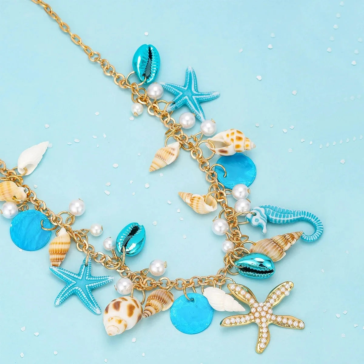 

Vacation Beach Charm Necklaces Bracelets for Women Trendy Starfish Shell Collar Summer Attractive Jewelry Accessories Gifts