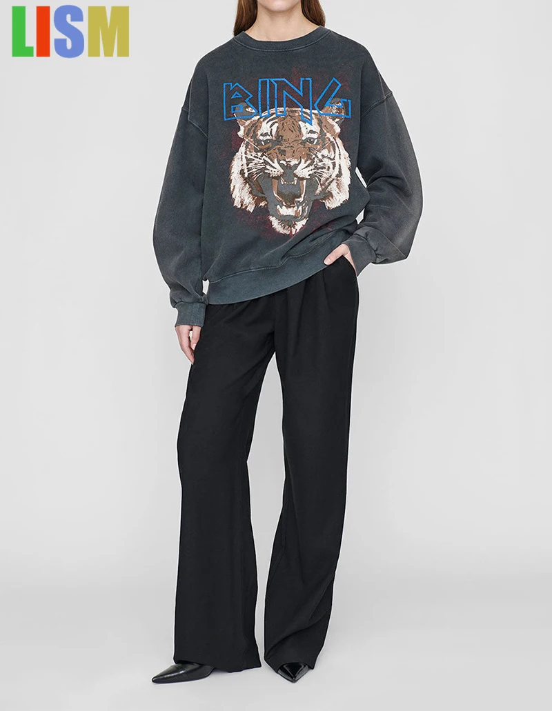 LISM women's winter clothes y2k hoodies sweatshirt 2025 AB classic BING patch embroidery, washing dyeing fleece women's hoodie