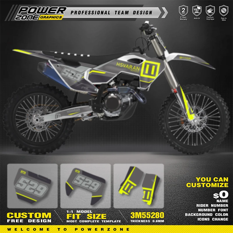 PowerZone For Husqvarna Decal  TC FC 2023 2024 2025 TE FE 2024-2026 125-450CC Custom Team Graphics Decals Stickers Kit 19