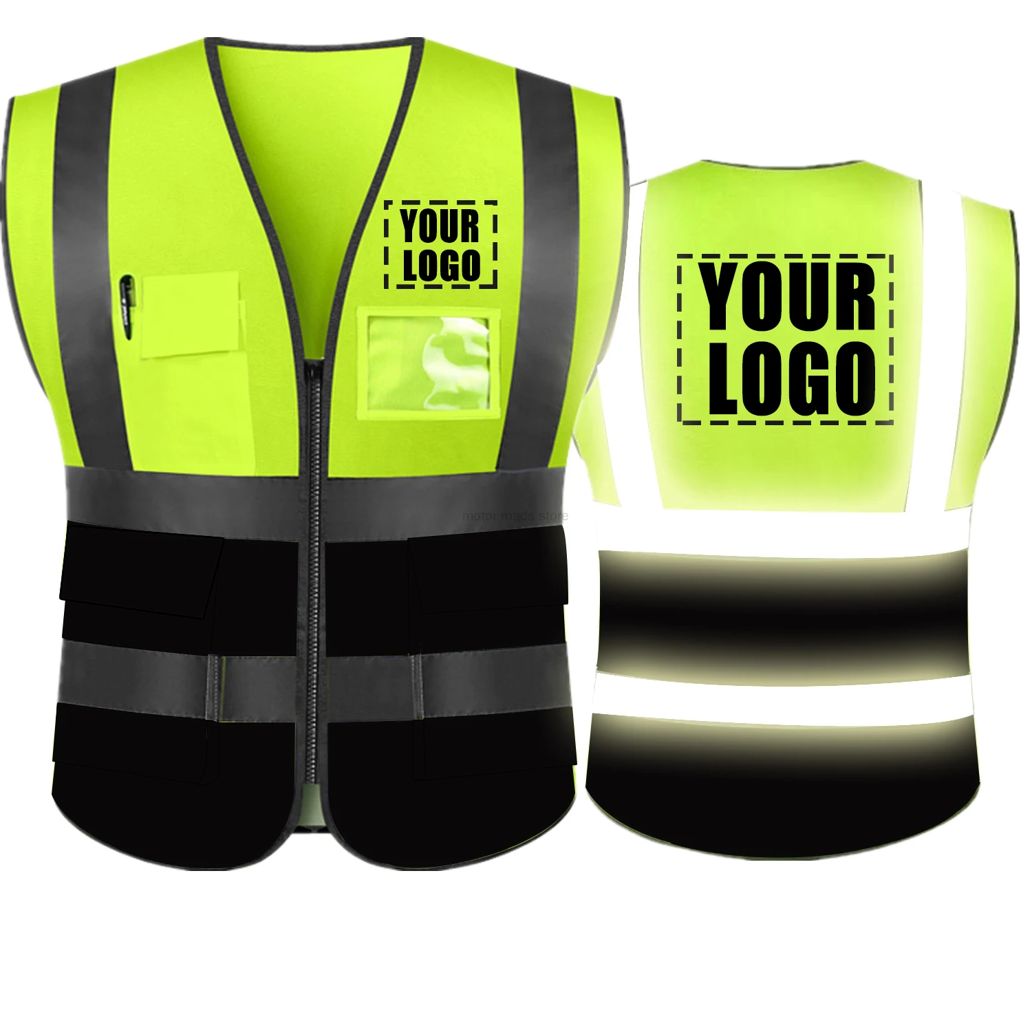 Chic Custom Your Text Logo High Visibility Security Reflective Vest Personalize Construction Traffic Outdoor Safety Cycling Wear