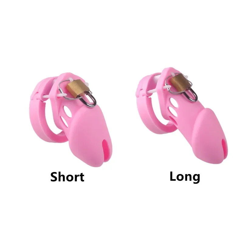 7 Colors Silicone Male Chastity Device Cock Cage Sex Toys with 5 Penis Ring Prevent Breaking Free Standard Short Cages Sex Shop