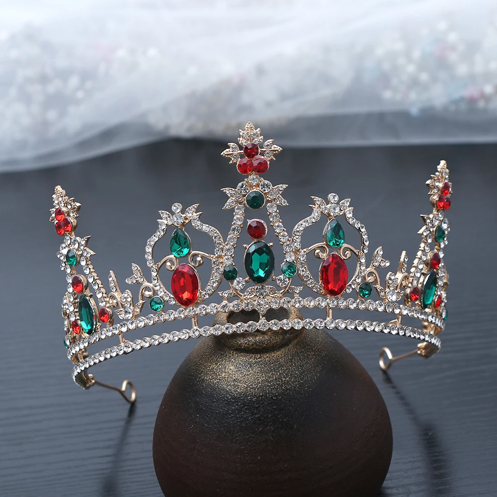 1 قطعة عيد الميلاد خمر تاج الشعر الملكي تألق الراين مزخرفة تصميم احتفالي مثالي عطلة أناقة المناسبات الملكية #4