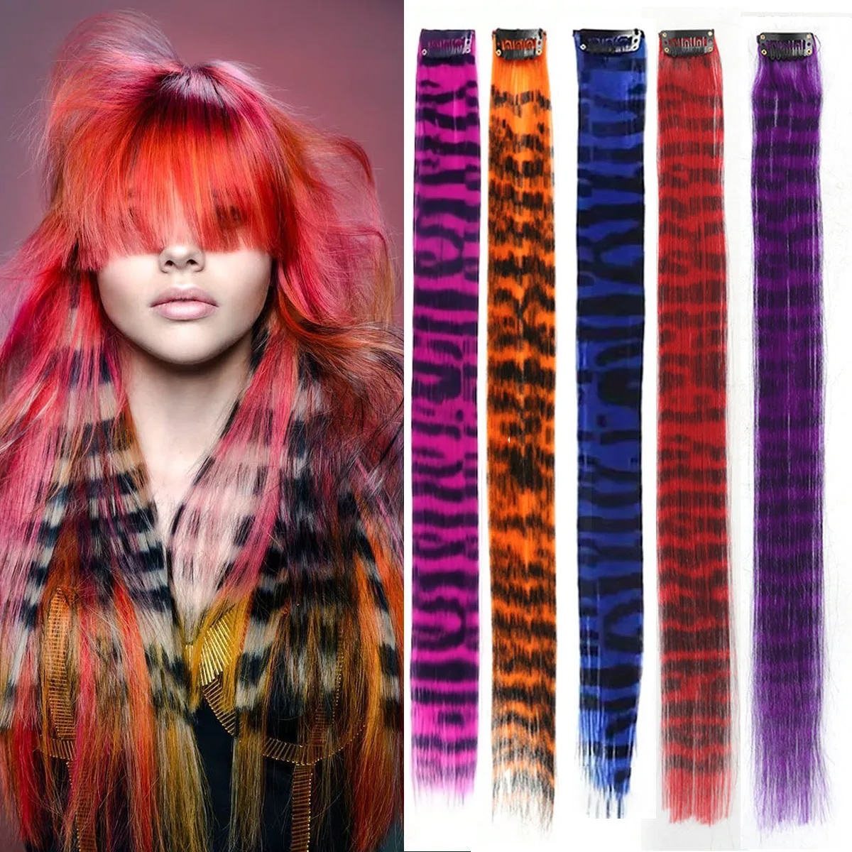 

1 шт., синтетические перья для наращивания волос, красочные искусственные заколки для волос, цельный шиньон для женщин, стиль для косплея, вечеринки
