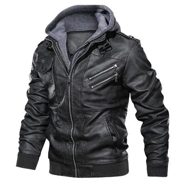 

Retro Motorcycle PU Leather Jacket Men's Autumn Winter Outerwear European Size Zipper Fashionable Business Gentleman