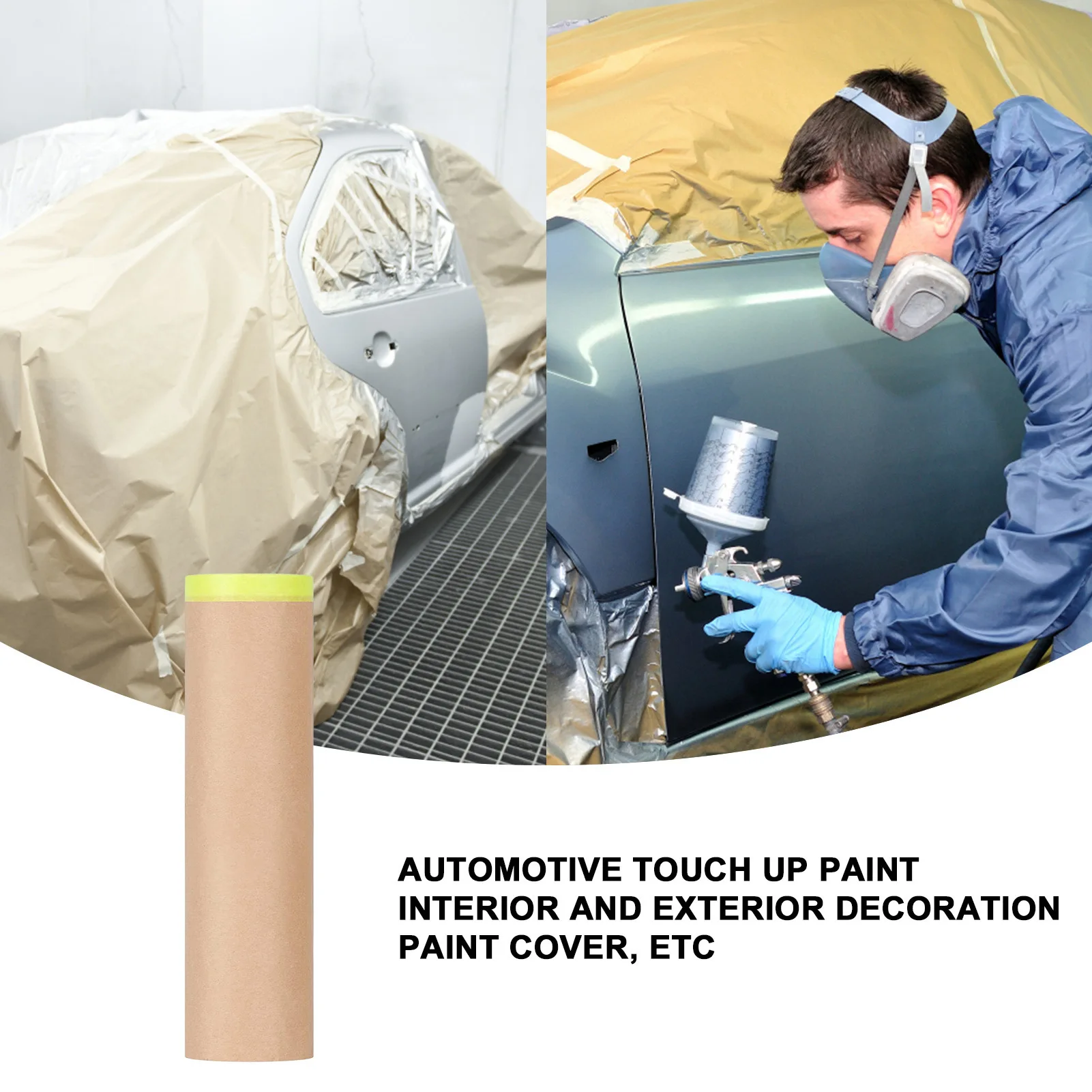 Paint Protect Cover Spray Paint Masking Paper Plastic Kraft Paper Film Barrier Car Renovation Protective Tapes