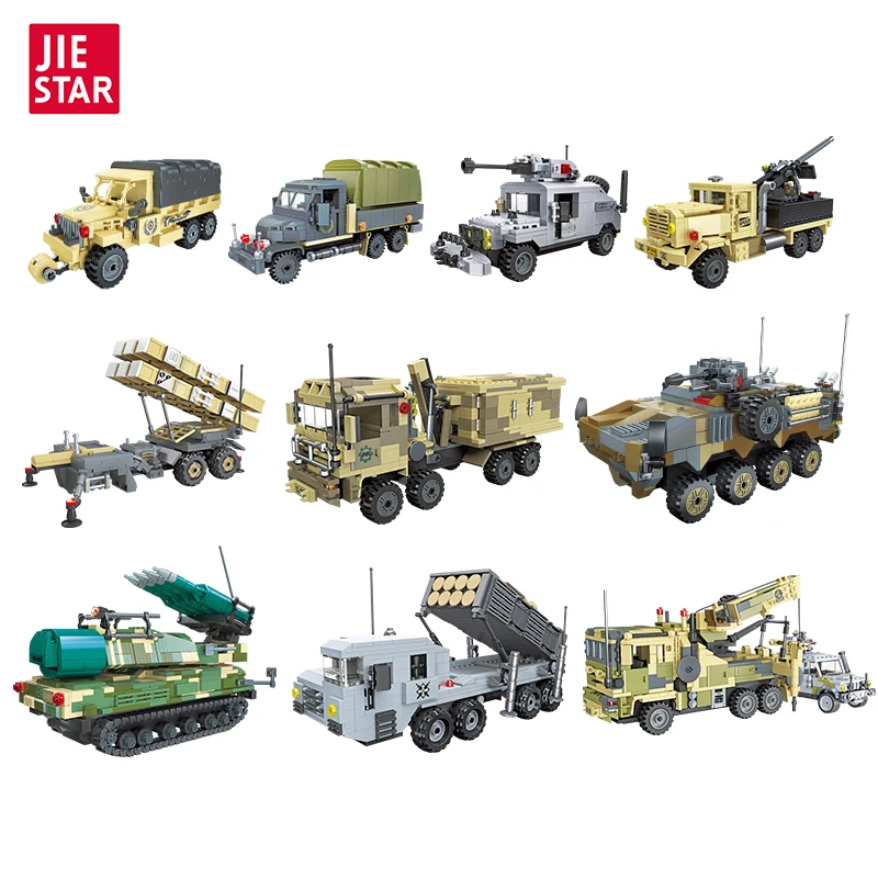 

Military Vehicle Building Blocks Set Army Truck Missile Launcher & Tank Model Kit Collection (295-1112 Pcs) for Christmas Gift