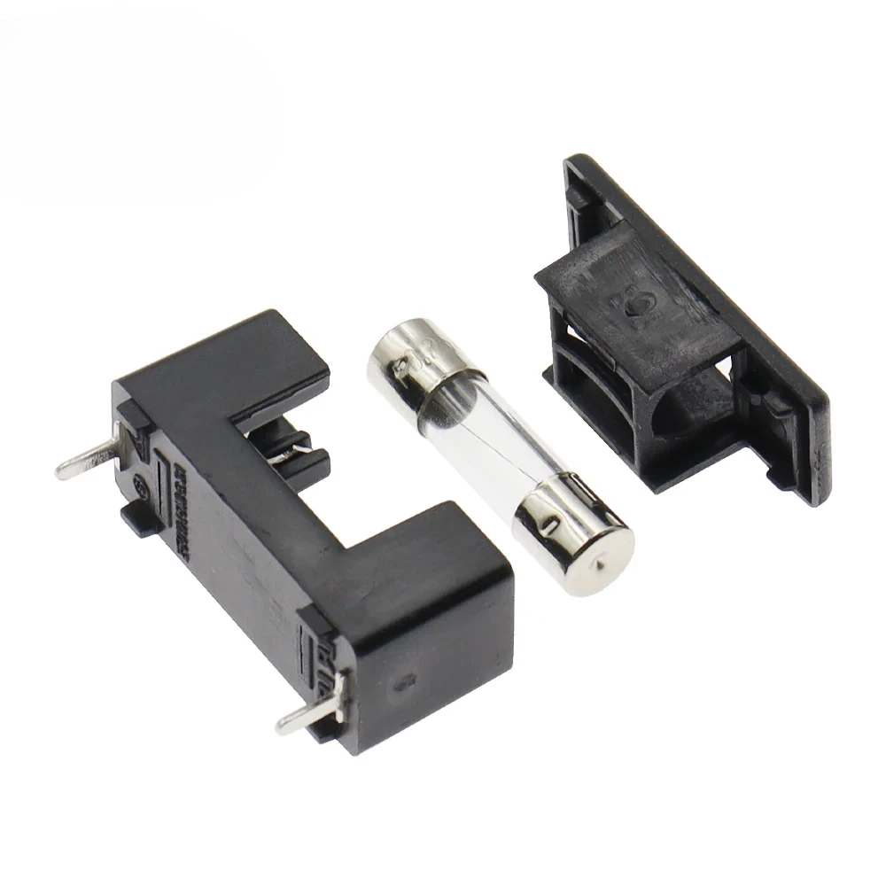 200PCS 5x20MM Fuse Holder 6A250V Gray Holder With Gray Cover Fuse Blocks PCB Panel Mounting Fuse Boxes 5*20mm
