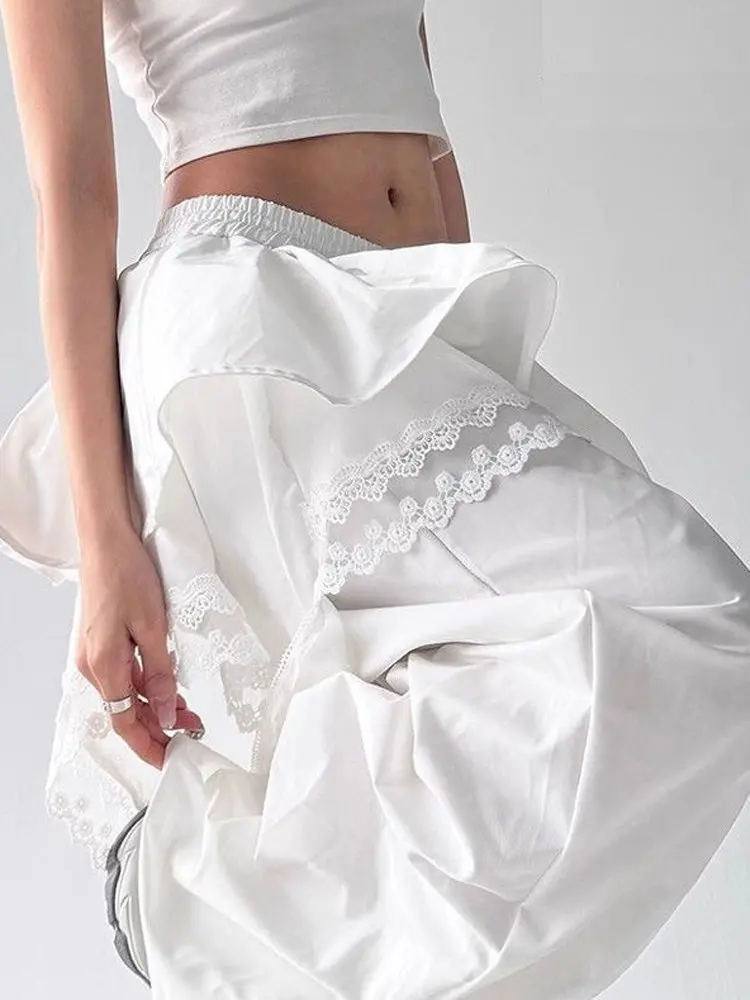 Retro High Waist Straight Leg Casual Pants Women's Summer American Vintage Loose Slimming Wide Leg Pants Design Sense Splicin...