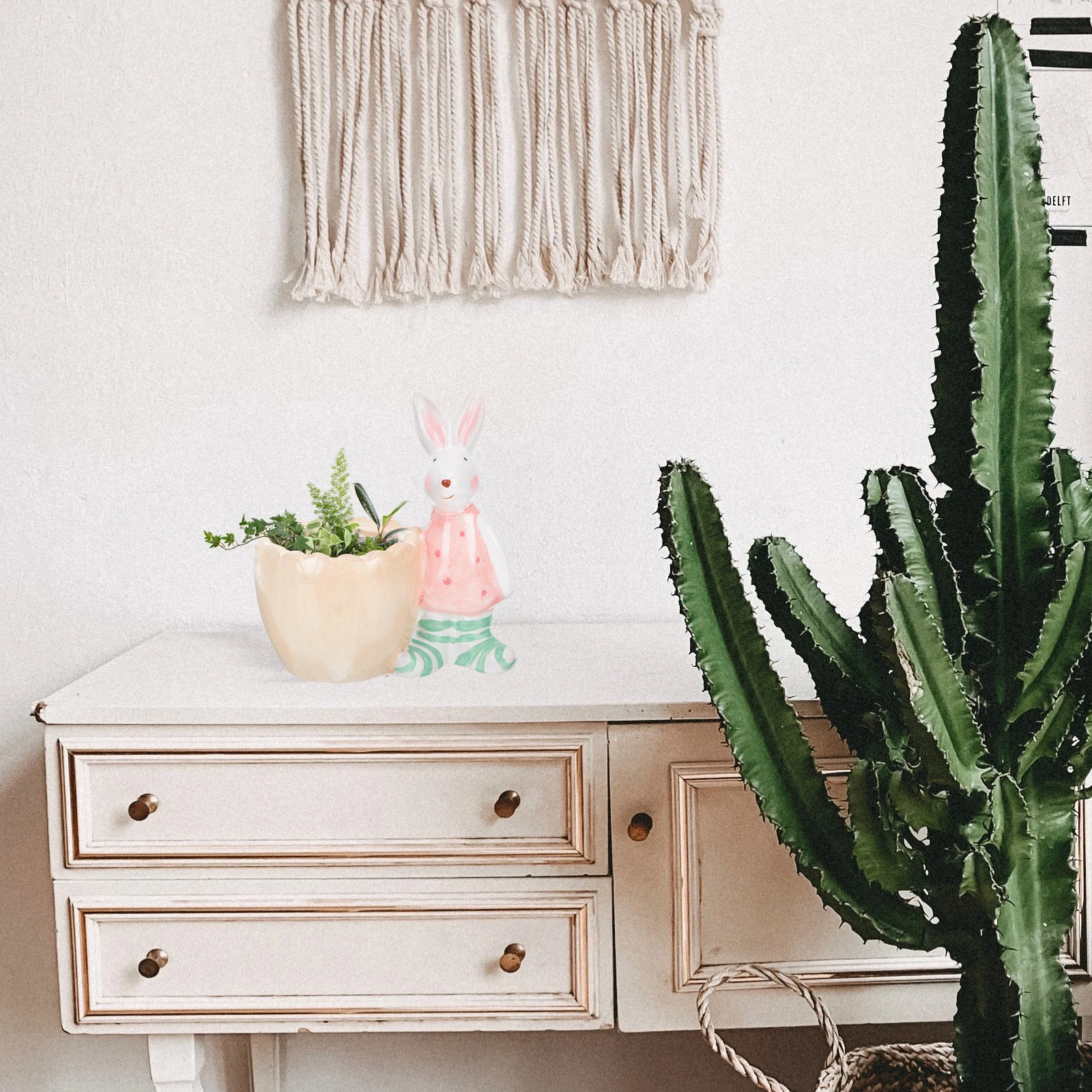 

Resin Rabbit Flower Pot Cartoon Desktop Planter for Succulent Cacti Small Plant Pot Home Decorative Container Tabletop Flowerpot