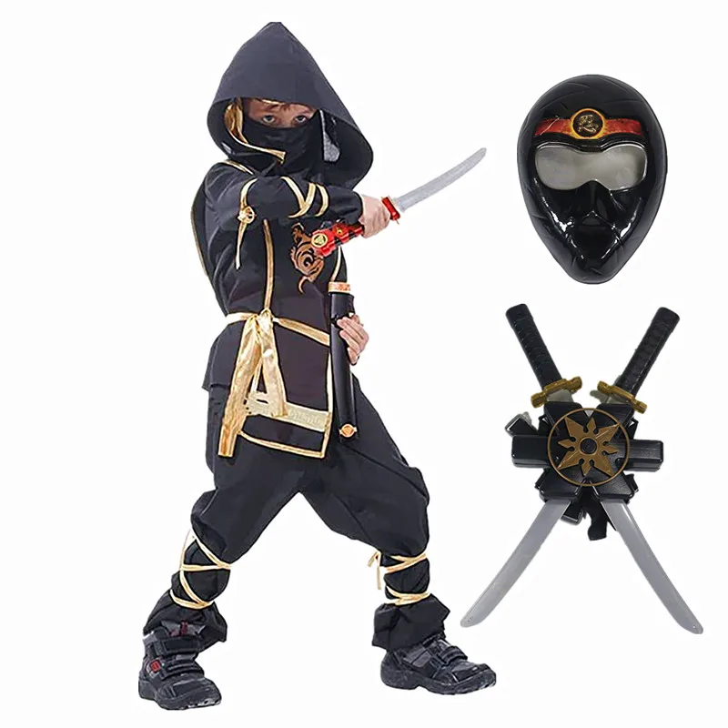 Black Ninja Costume Anime Ninja Toy Set Fighting Samurai Costume Mask Children's Holiday Best Gift