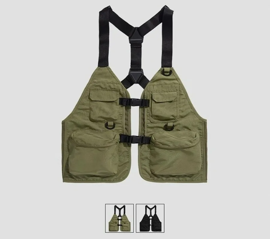 Picture 7: Workwear Webbing Buckle Multiple Pockets No Collar Outdoor Function Style Men Sleeveless Vest