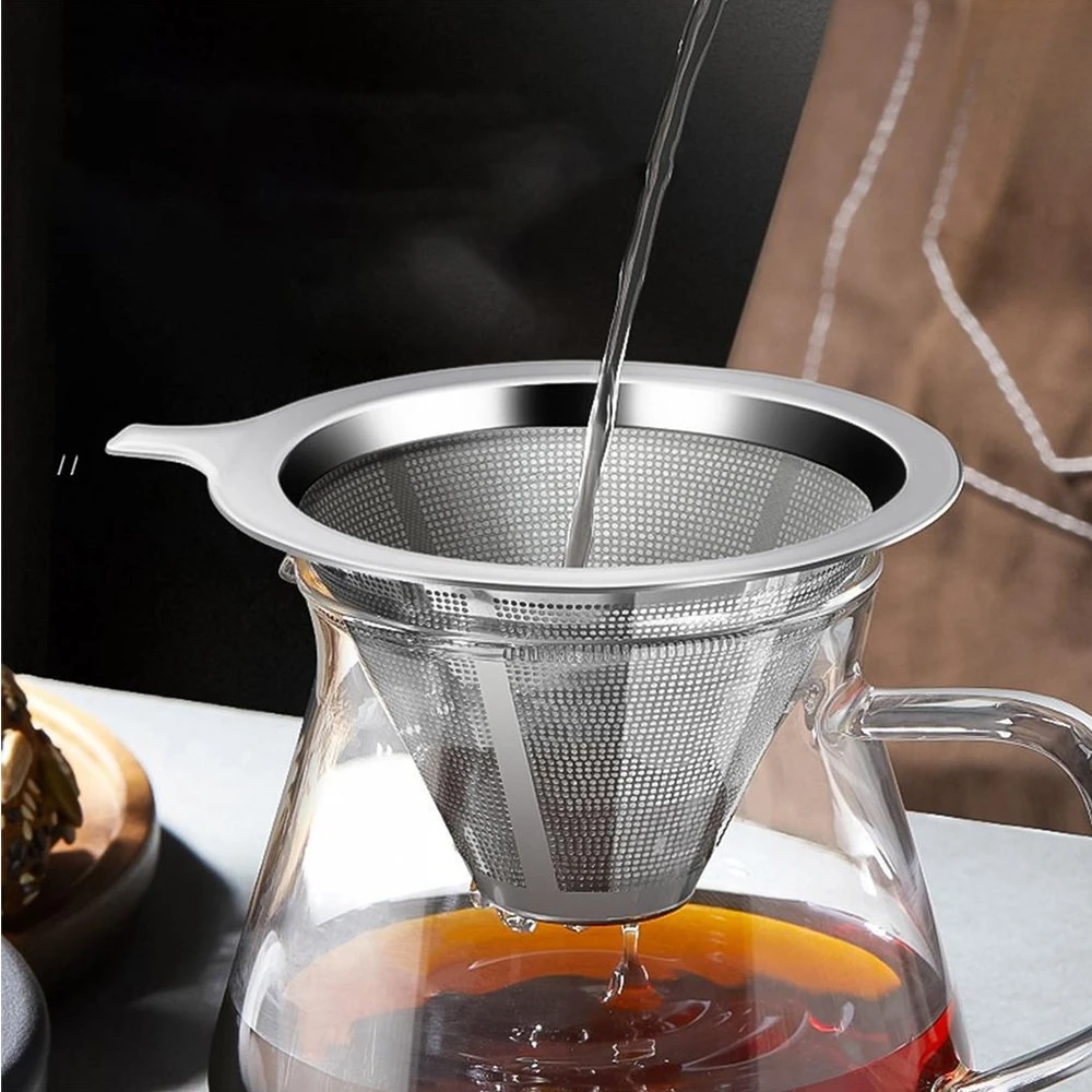 Filtro de Café Reutilizável em Aço Inoxidável para Coador Manual 1-2 Xícaras, Sem Papel e Ecológico