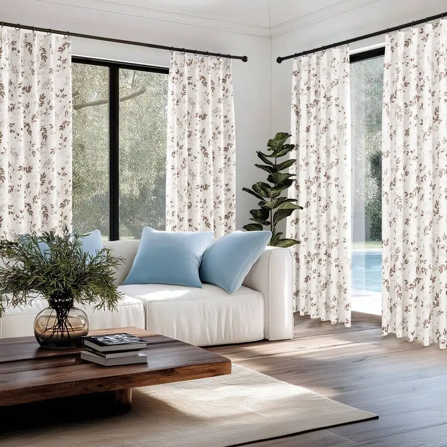 2 Pcs Floral Print Polyester B - Blackout Curtains recension och pris