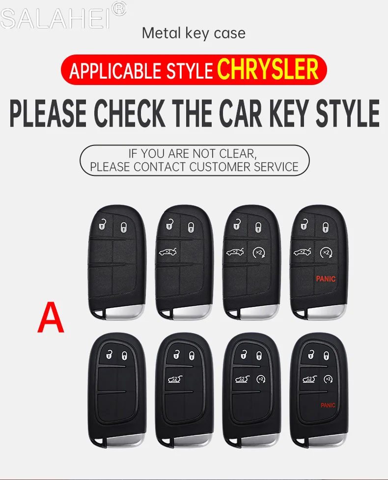 Zinc Alloy LeatherCar Remote Key Case Cover Protector Holder Shell for Dodge Challenger Hellcat SRT Auto Keychain Accessories