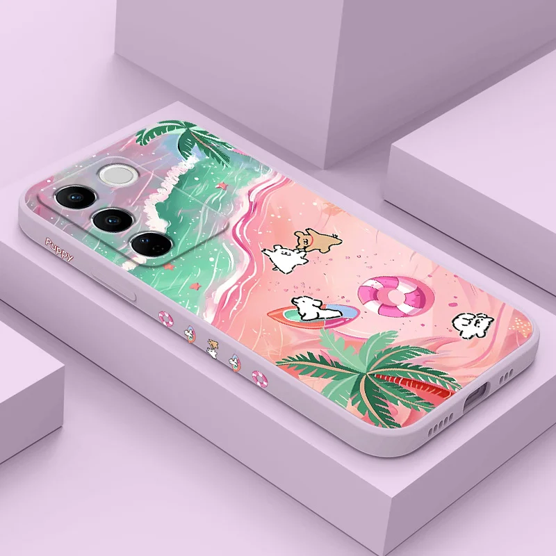 

Beach Puppy Phone Case For VIVO V30 V29 V29E V27 V27E V25 V25E V23 V23E V21 V20 Y20 Y12 Y21 Y22 Y50 Y35 Y76 Y36 Pro 4G 5G