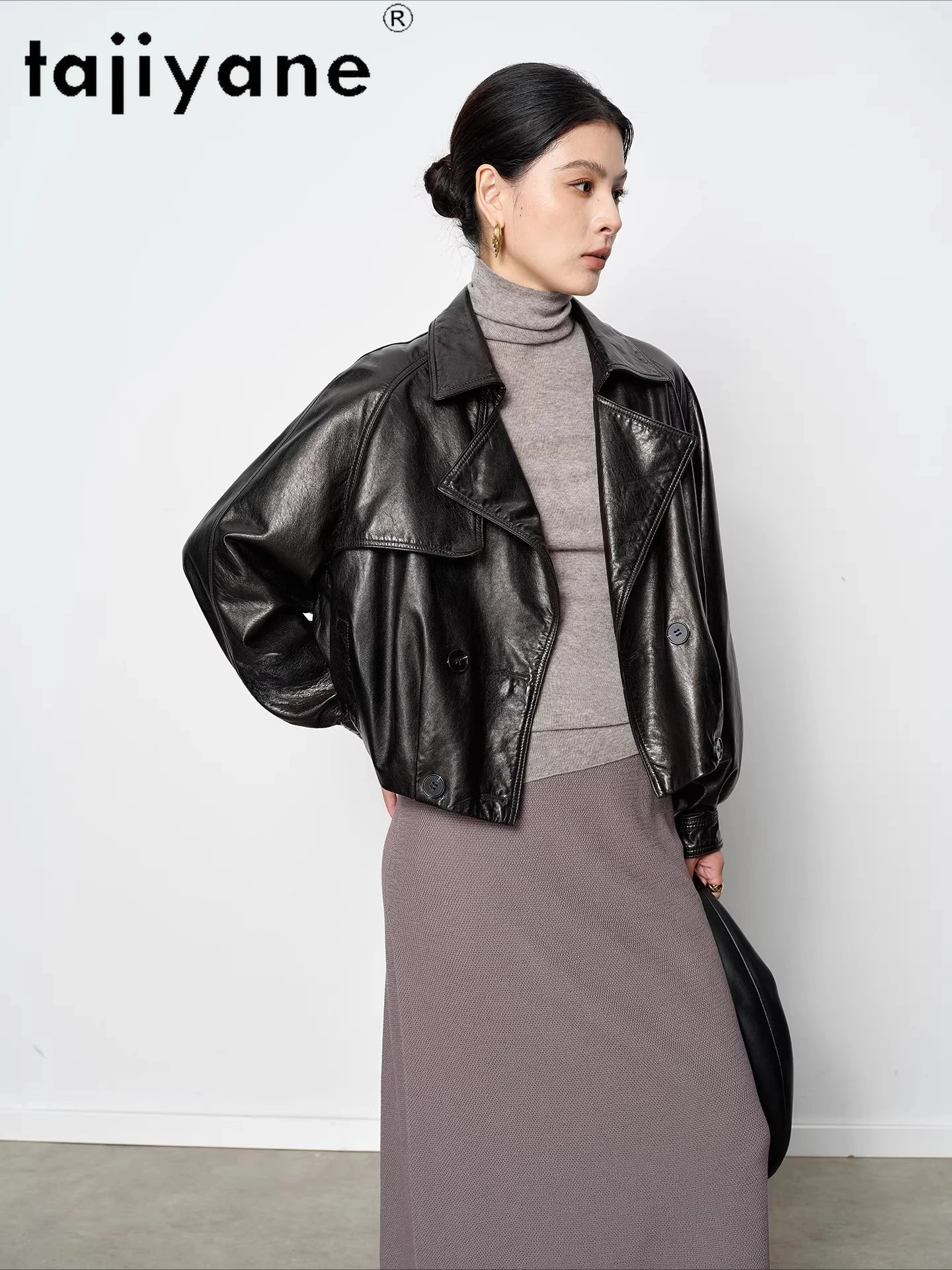 TAJIYANE Real Oil-Wax Sheepskin Jackets Short Casual Coats Premium Genuine Leather Jacket Woman 2025 Fall Women Clothes дубленка