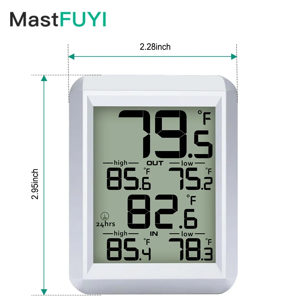 

MASTFUYI Digital Thermometer Indoor Outdoor - Wireless LCD Temperature Meter Hygrometer with Humidity Sensor, Weather Station