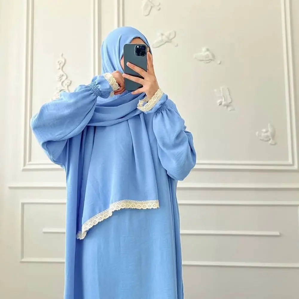 

Дубай Абая Мусульманское длинное платье Женское Ид с длинным рукавом Исламский халат с шарфом Африканские платья Дубай Турецкая скромность Кафтан Арабский