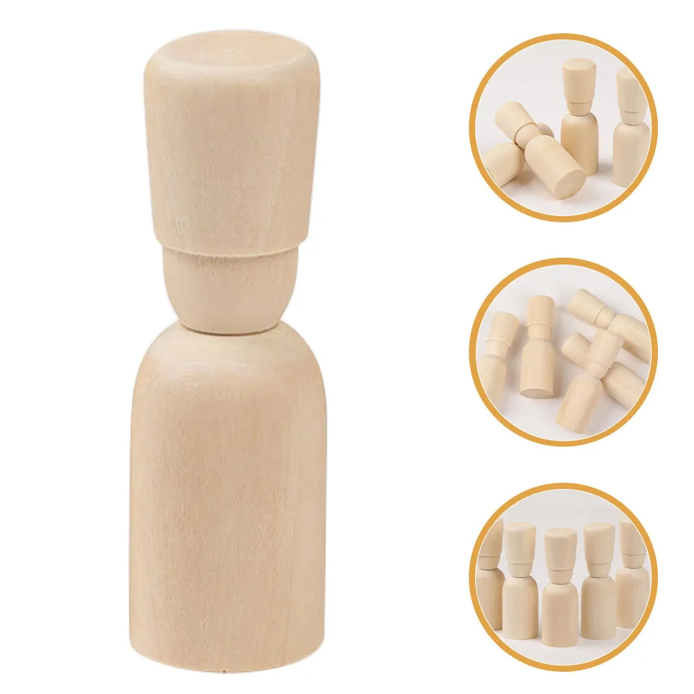 5Pcs Wooden Peg People Crafts Unfinished Natural Wood Blank Peg Bodies for DIY Painting Craft Kids Decoration Party Supply