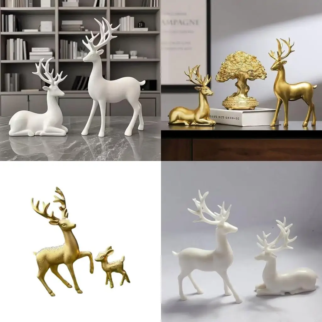 クリスマス装飾リアルなトナカイ置物鹿動物モデルセンターピースクリスマスホリデー冬のマントル装飾-x3uc