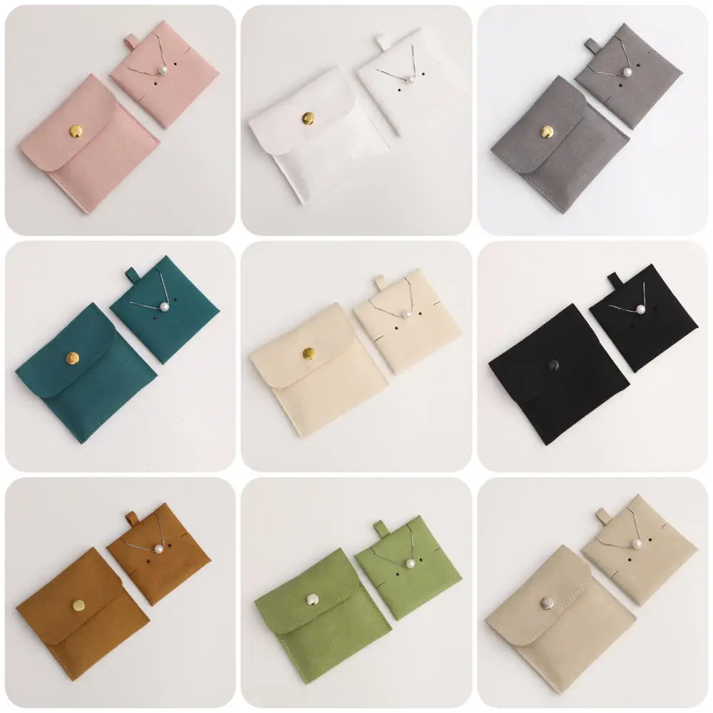 New Mini Jewelery Packaging Bags with Internal Card Necklace Ring Earrings Gift Storage Snap Button Envelope Organizer Pouch