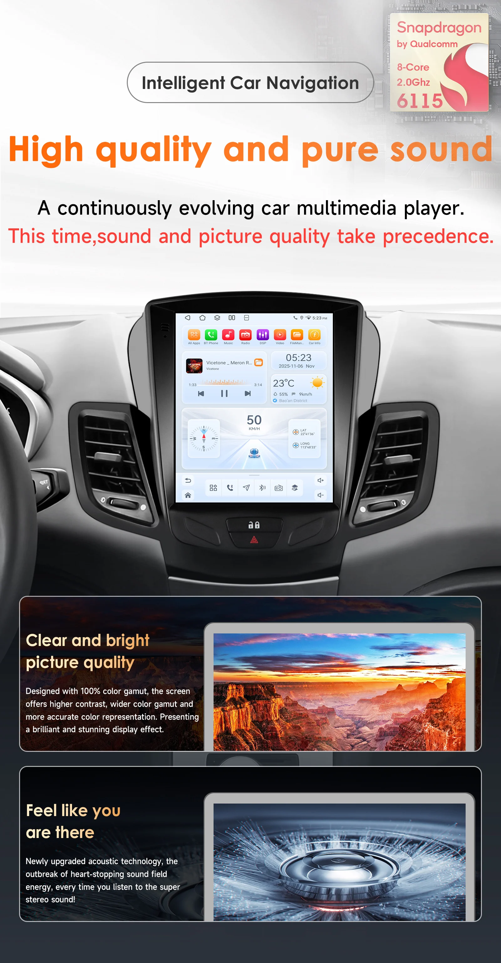 Android Autoradio für Ford Fiesta MK7 2009-2017 Multimedia GPS-Navigation Carplay 9,7 Zoll Tesla-Style